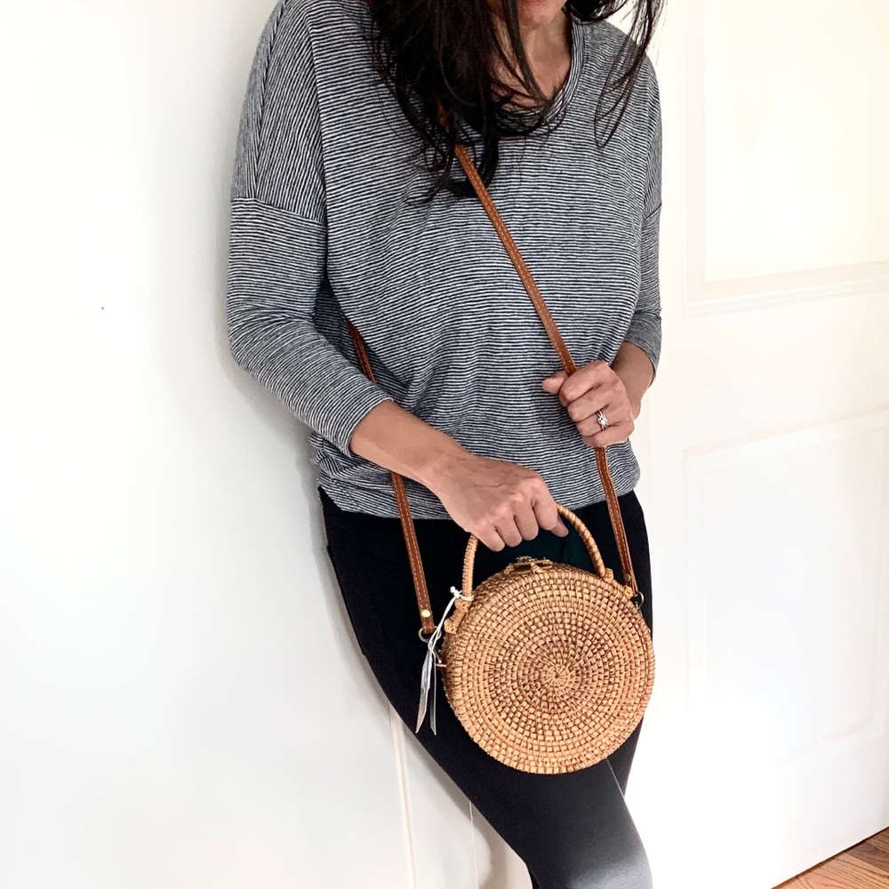 NWT woven rattan genuine leather canteen bag - Picture 4 of 9